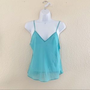 Valerie Stevens Turquoise Blue Beaded Sheer Top